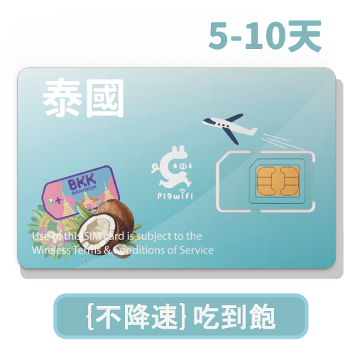 pigwifi - 泰國 不降速吃到飽 4G上網SIM卡 ( 5天-10天)