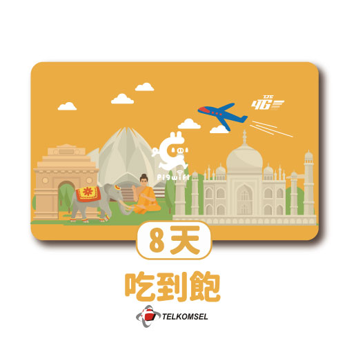 pigwifi -  印度 吃到飽上網SIM卡 (8天)