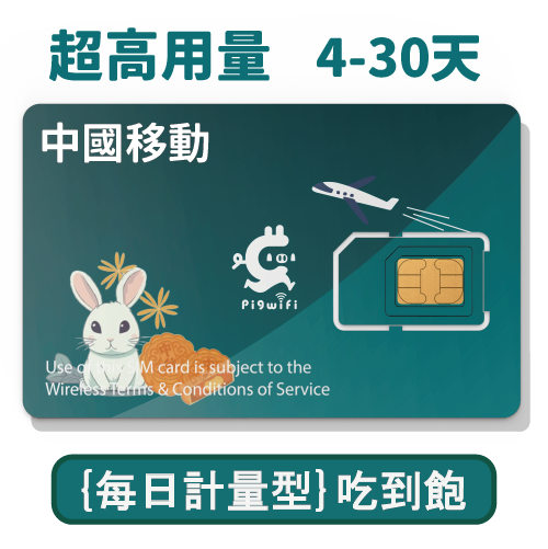 pigwifi –中國移動翻牆 每日超高流量 吃到飽上網SIM卡 (4天~30天)