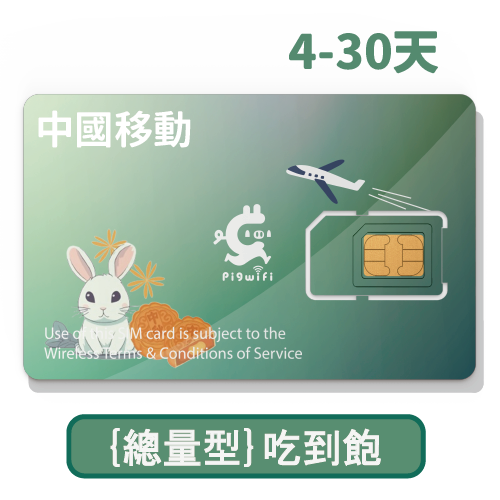 pigwifi –中國移動翻牆 總量型 吃到飽上網SIM卡 (4天~30天)
