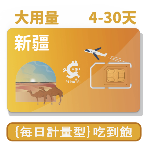 pigwifi –新疆獨家 每日計量型 吃到飽上網SIM卡 (4天~30天)
